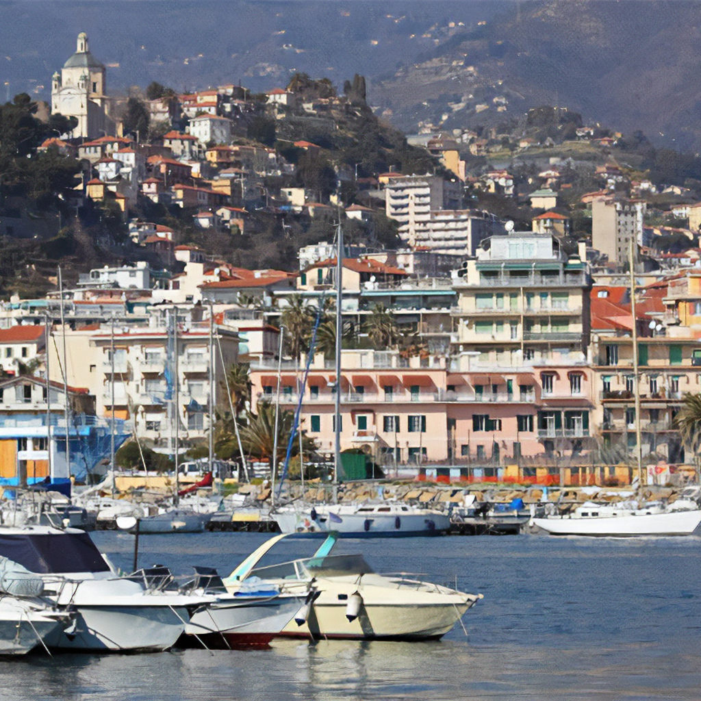 Sanremo, Port with View on the Town
